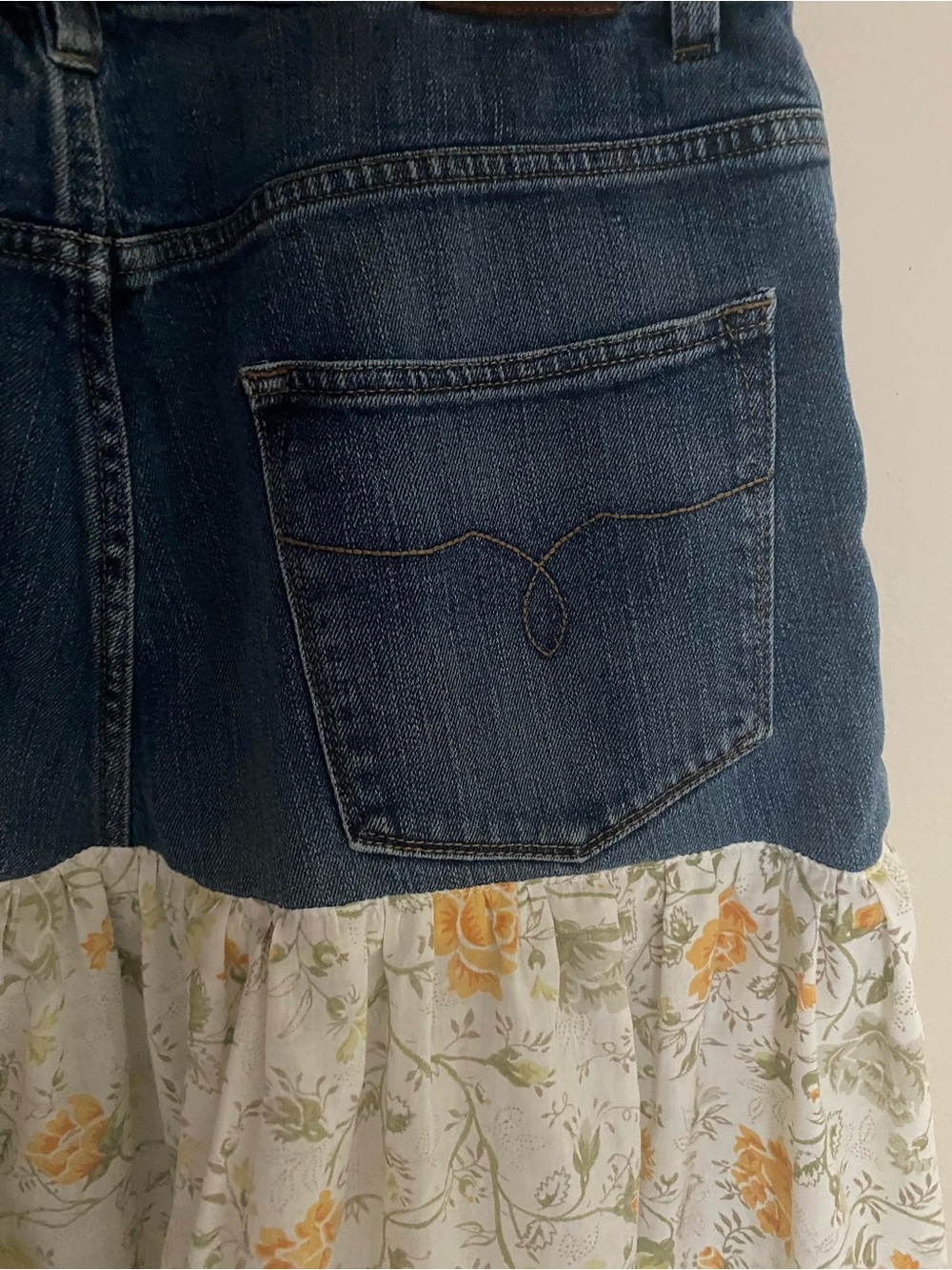 Wild Fable denim and floral cotton Upcycled look skirt pleats a line 12 - Picture 5 of 8
